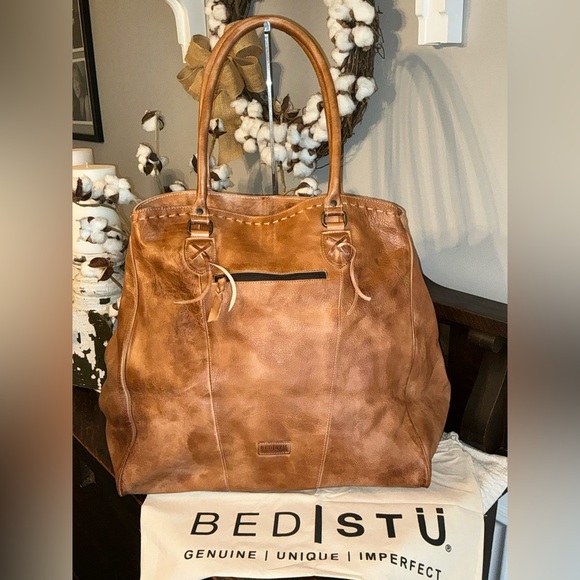 NWT Bed Stu Rebekah Shoulder Travel Weekend Bag XL Tote Tan Rustic MSRP $520 - Picture 4 of 15